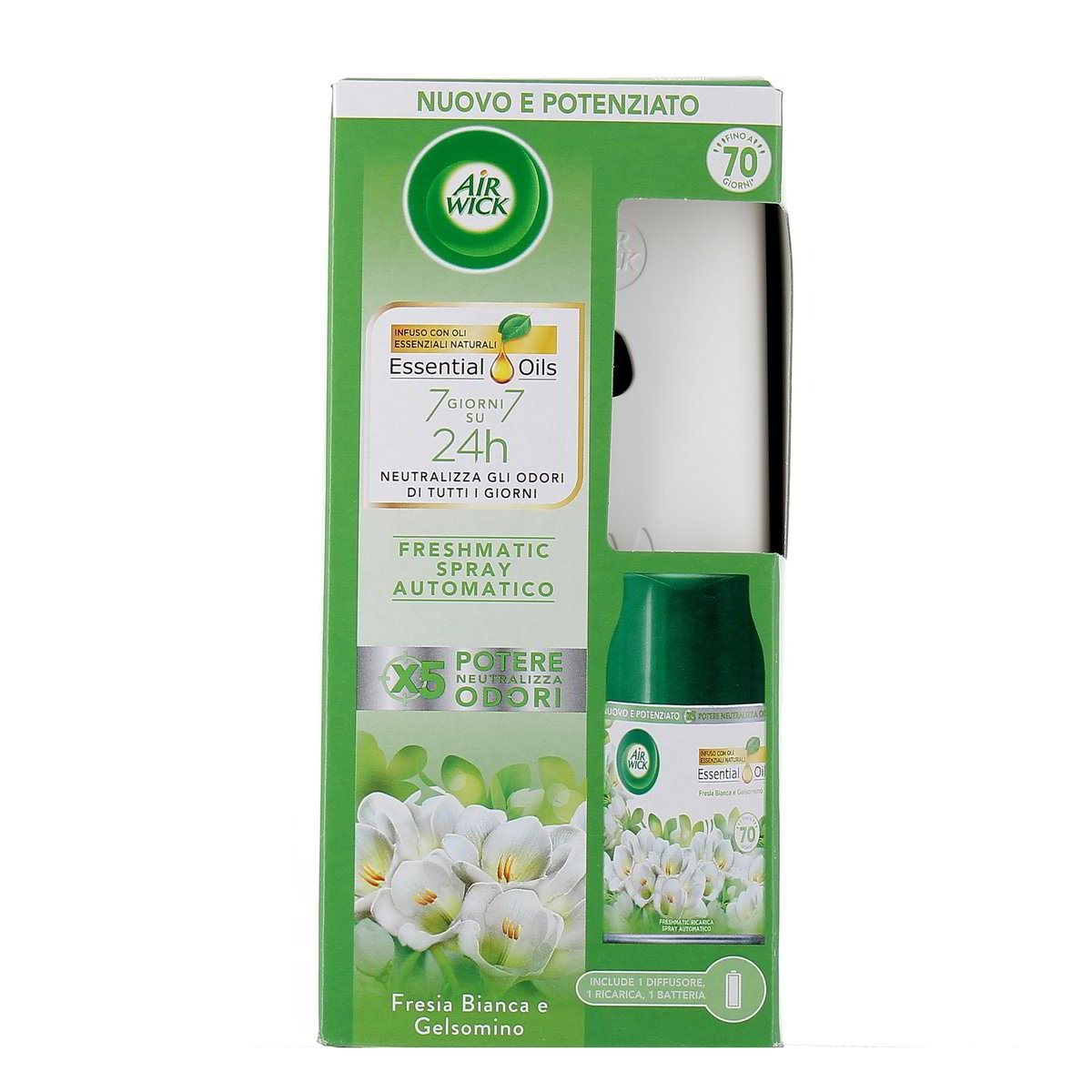 AIR Wick Freshmatic Spray Automatico Ricarica Fresia Bianca E Gelsomino 1 pezzo