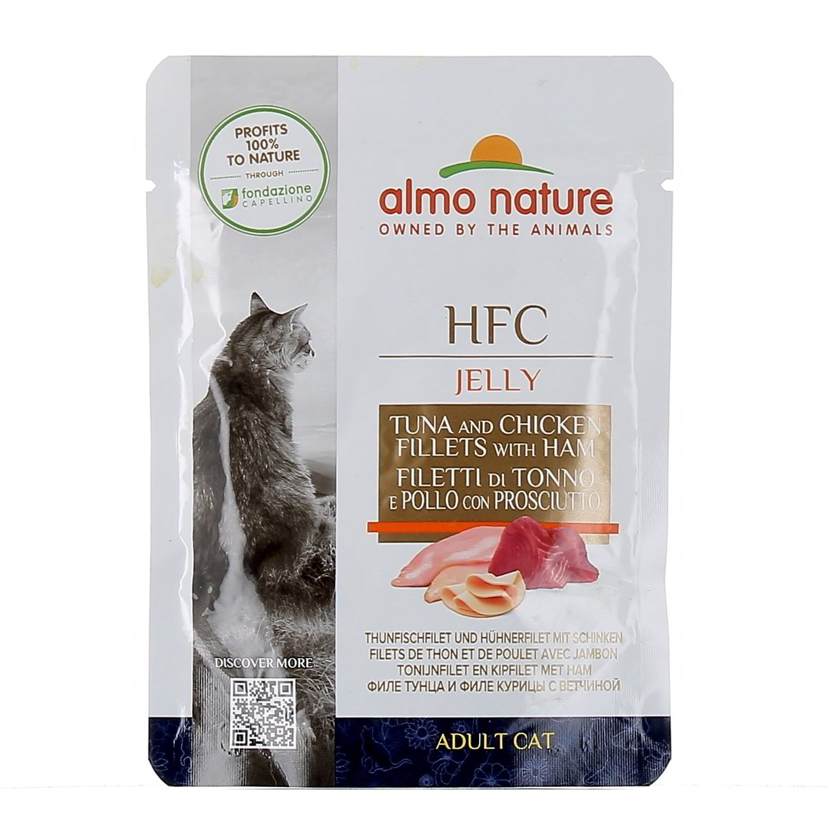 Almo Nature Hfc Jelly Filetti Di Tonno E Pollo Con Prosciutto Adult Cat 55 g
