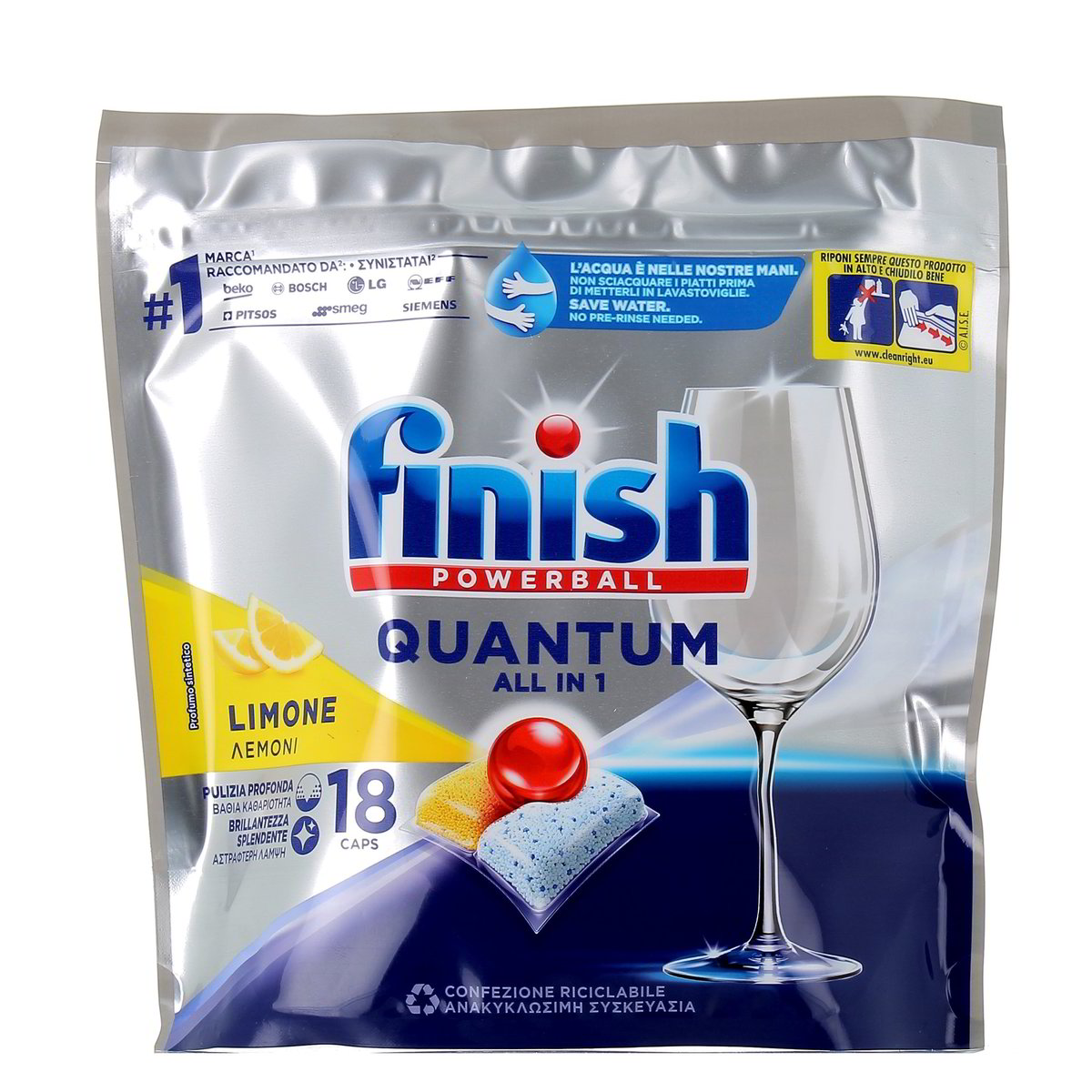 Finish Tabs Quantum All In 1 Limone 18 pezzi