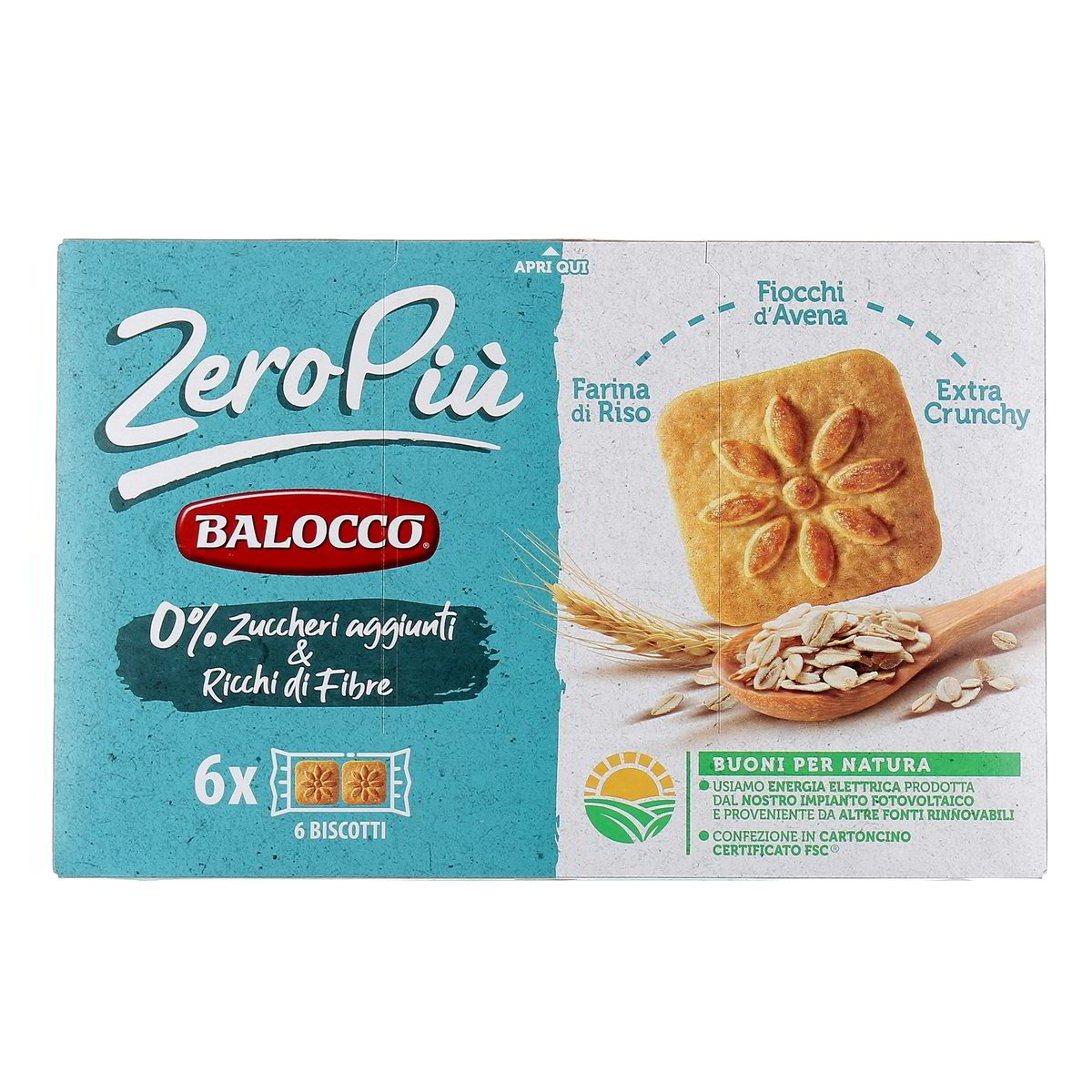 Balocco BISCOTTI ZERO PIU FARINA DI RISO FIOCCHI D'AVENA EXTRA CRUNCHY x6 230 g