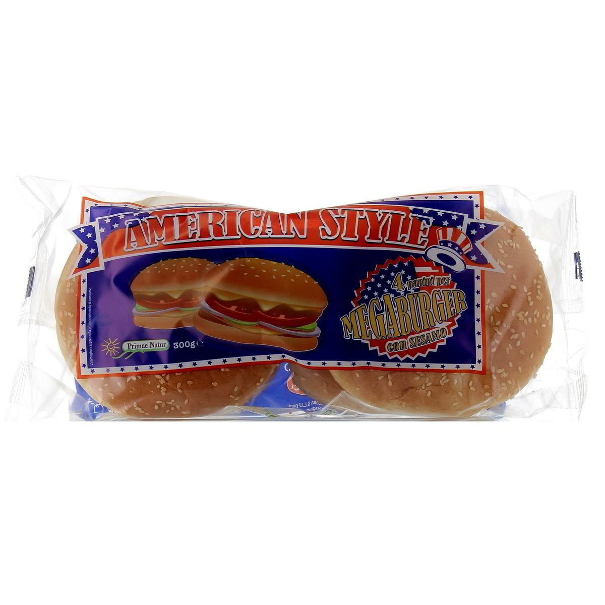 Primae Natur AMERICAN STYLE MEGABURGER CON SESAMO x4 300 g