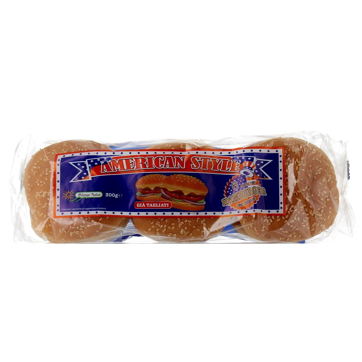 Primae Natur AMERICAN STYLE HAMBURGER CON SESAMO x6 300 g