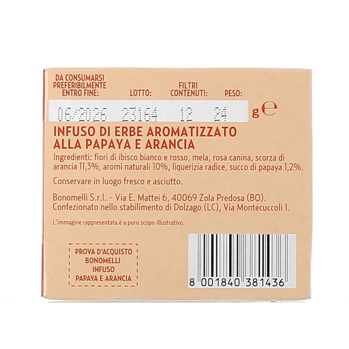 Bonomelli INFUSI FRUTTOSI PAPAYA E ARANCIA 12 filti 24 g — immagine 3