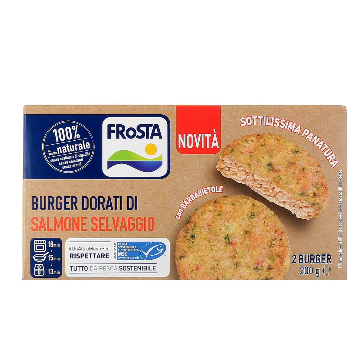 Frosta 2 Burger Dorati Di Salmone Selvaggio 200 g