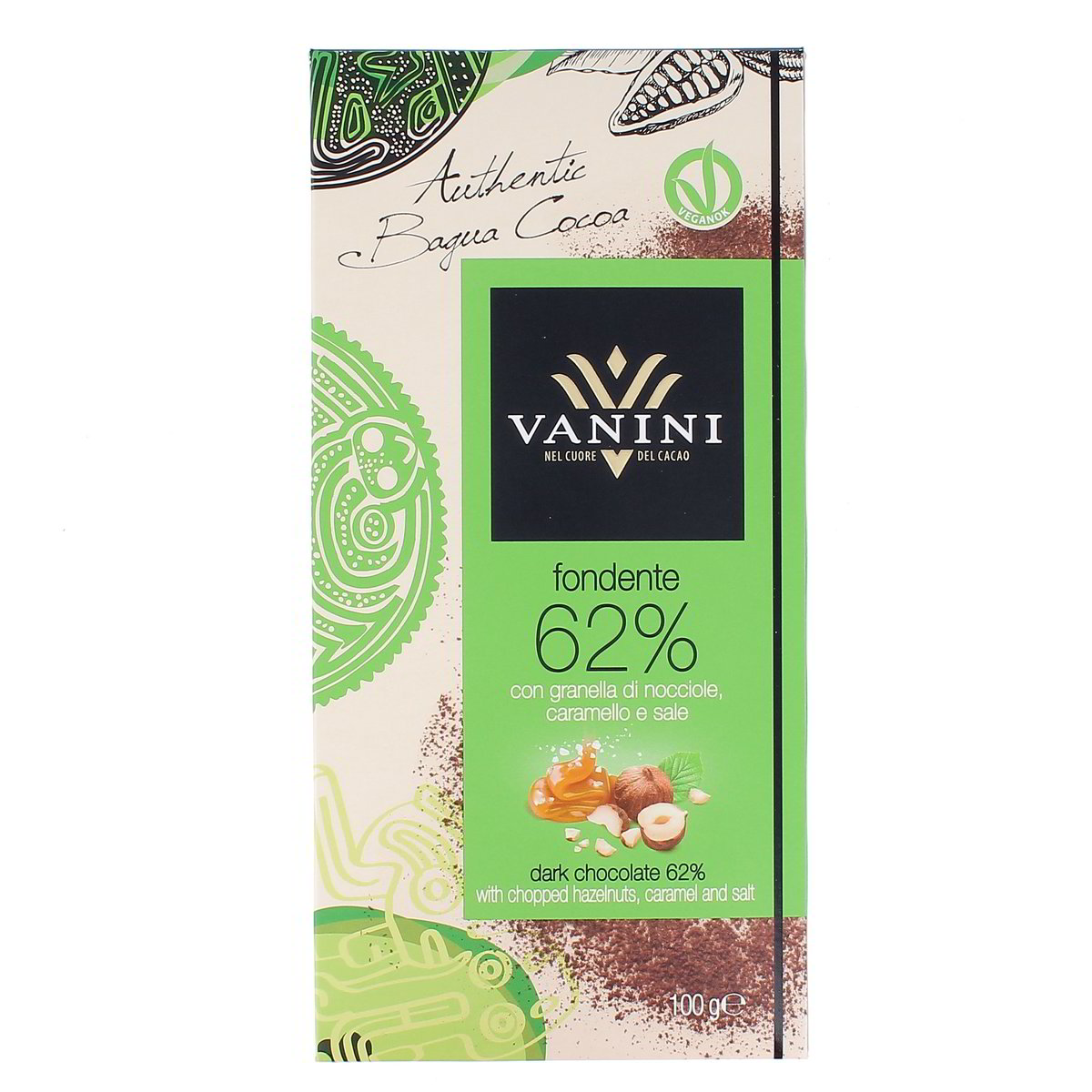 Vanini Cioccolato Fondente 62% Con Granella Di Nocciole Caramello E Sale 100 g