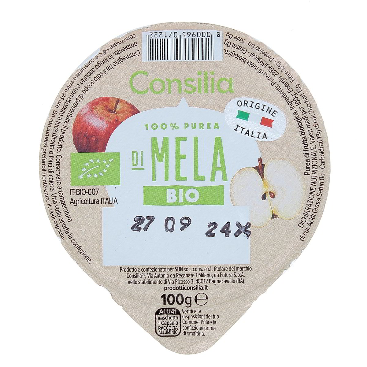 Consilia 100% Polpa Di Mela Bio 100 g