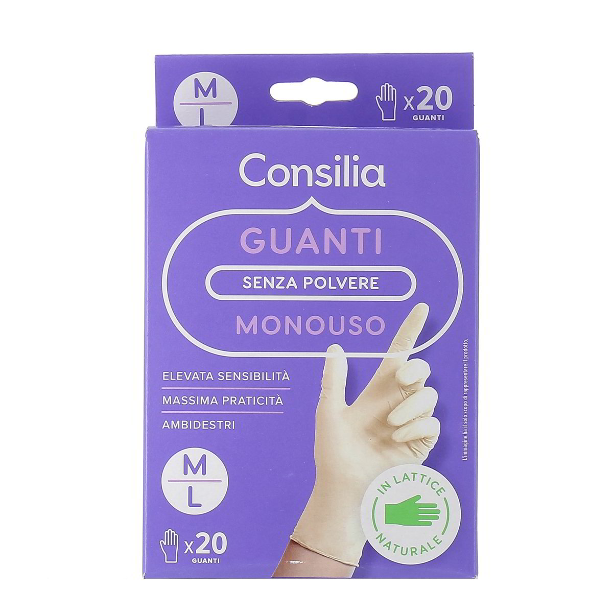 Consilia Guanti Monouso In Lattice Naturale Taglia M/L 20 pezzi