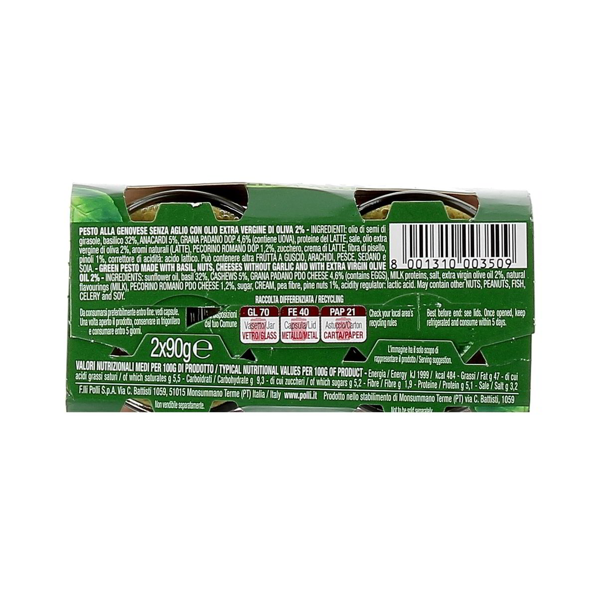 Polli Pesto Alla Genovese Senza Aglio 2x90 g — immagine 3