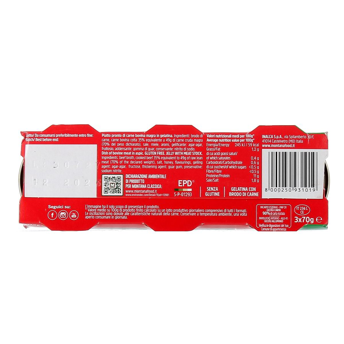 Montana Carne In Gelatina Con Brodo Di Carne 3x70 g — immagine 3