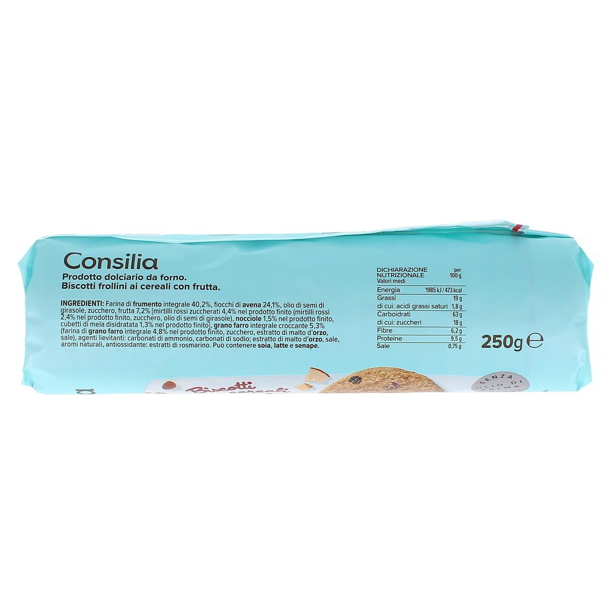 Consilia Biscotti Cereali Frutta 250 g — immagine 3