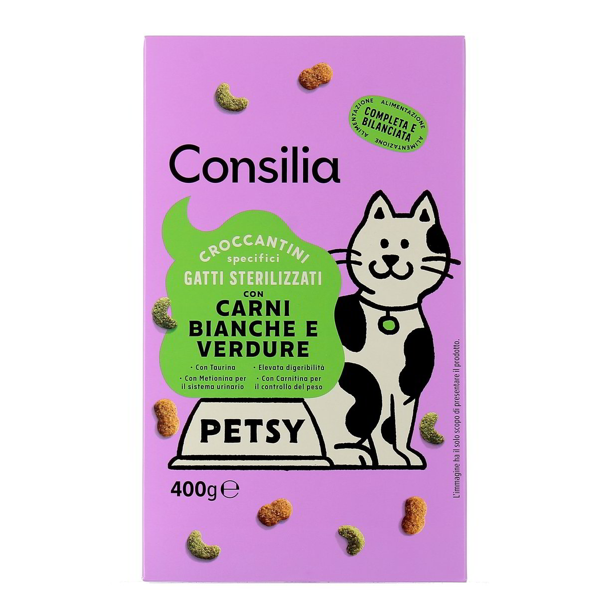 Consilia Petsy Croccantini Per Gatti Sterilizzati Con Carni Bianche E Verdure 400 g