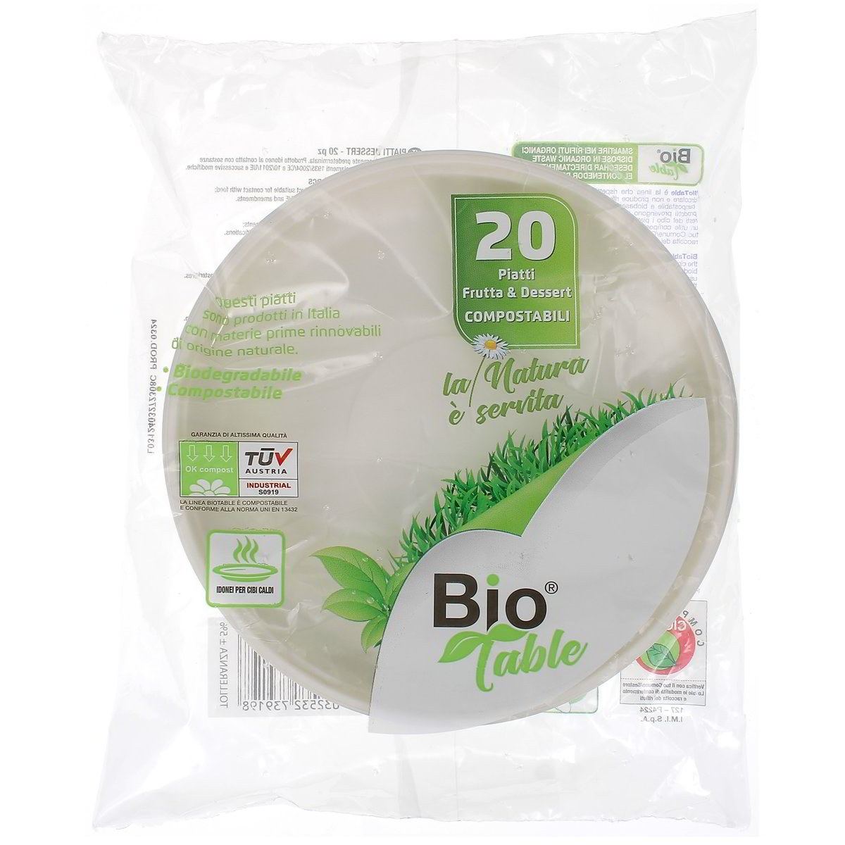 Bio Table Piatti Frutta & Dessert Compostabili 20 pezzI