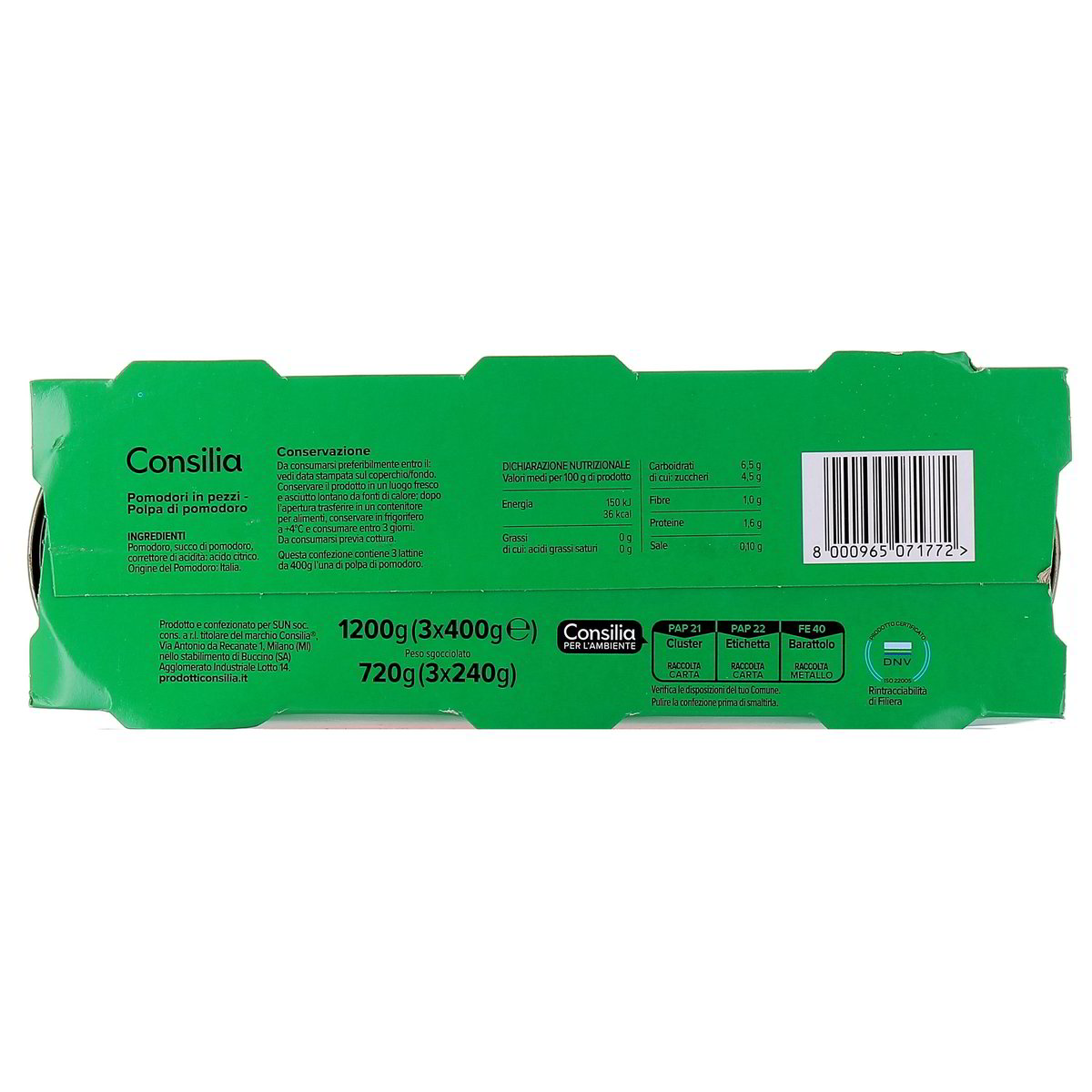 Consilia Polpa Classica A Cubetti Di Pomodoro Toscano 3x400 g - sgocciolato 3x240 g — immagine 3