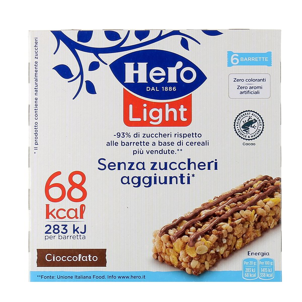 Hero LIGHT BARRETTE SENZA ZUCCHERI AGGIUNTI AL CIOCCOLATO x6 120 g