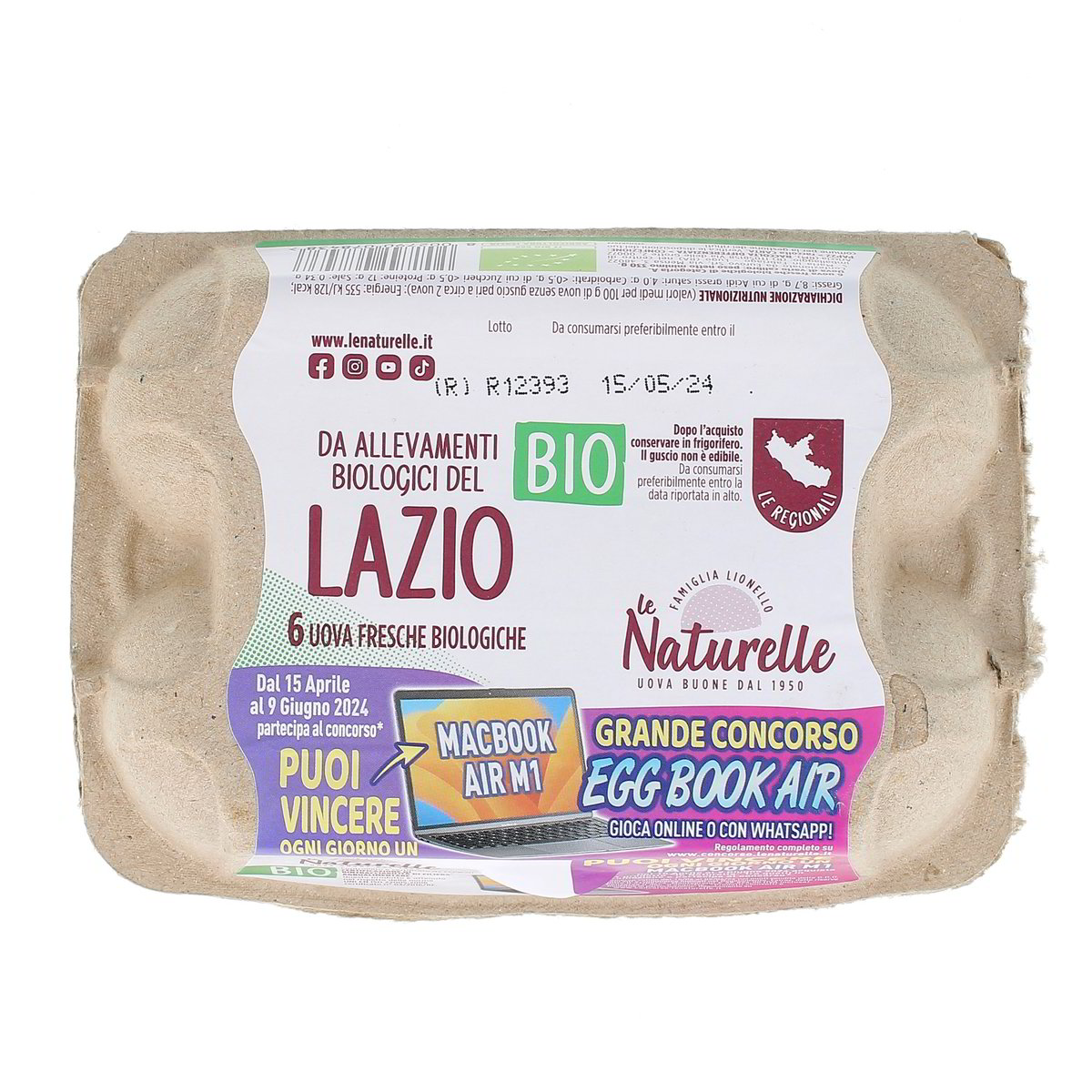 LE Naturelle Uova Fresche Da Allevamenti Biologici Del Lazio 6 uova