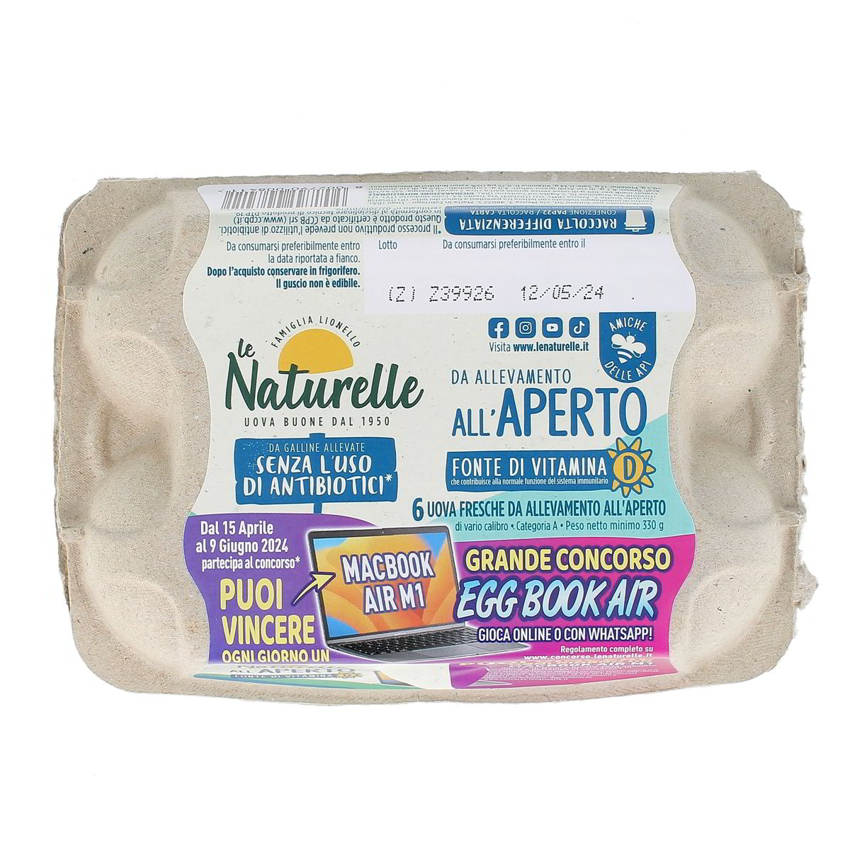 LE Naturelle Uova Da Galline Allevate Senza L'uso Di Antibiotici 6 uova