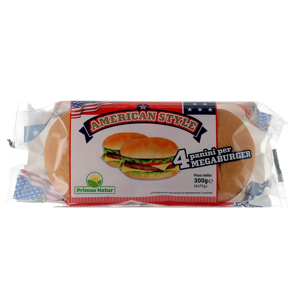 Primae Natur AMERICAN STYLE PANINI PER HAMBURGER x4 300 g