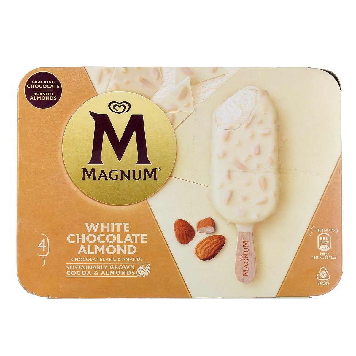 Algida MAGNUM WHITE CHOCOLATE ALMOND x4 300 g