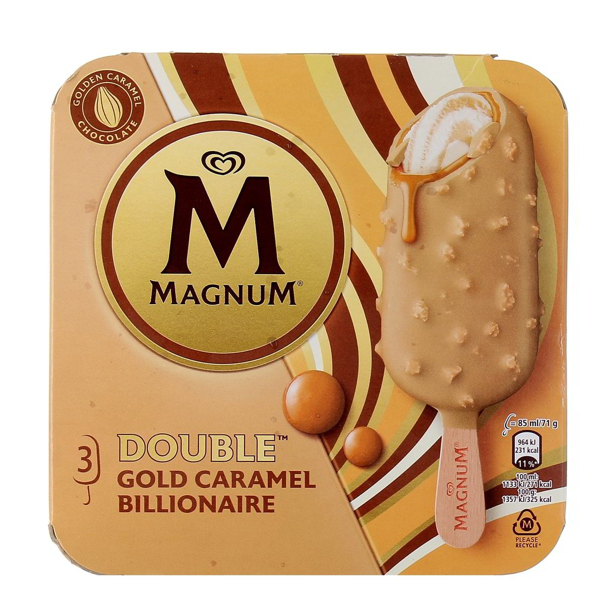 Algida MAGNUM DOUBLE GOLD CARAMEL BILLIONAIRE x3 213 g