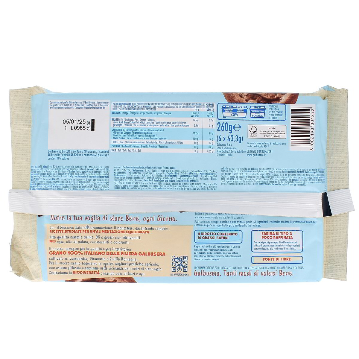 Galbusera MAGRETTI I LEGGERI CON GOCCE DI CIOCCOLATO x6 260 g — immagine 3