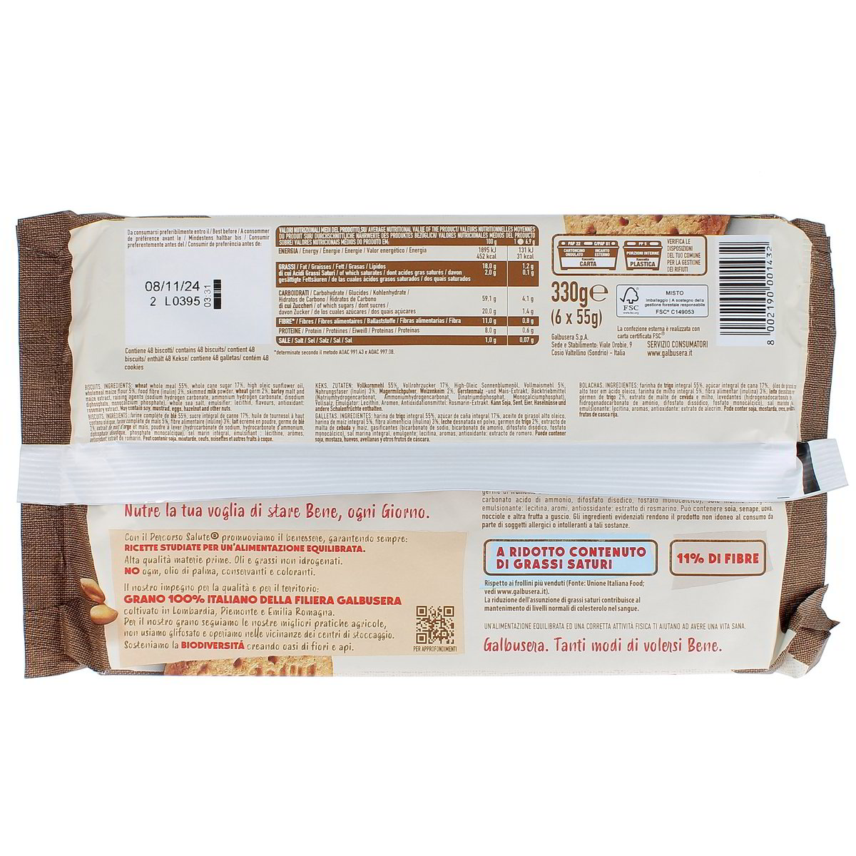 Galbusera Più Integrali Ricchi Di Fibre 330 g — immagine 3