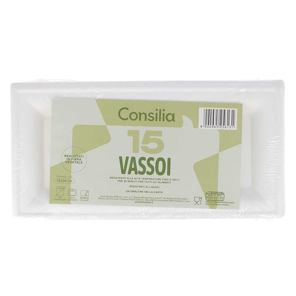 Consilia VASSOI REALIZZATI IN FIBRA VEGETALE 13x26 cm 15 pezzi