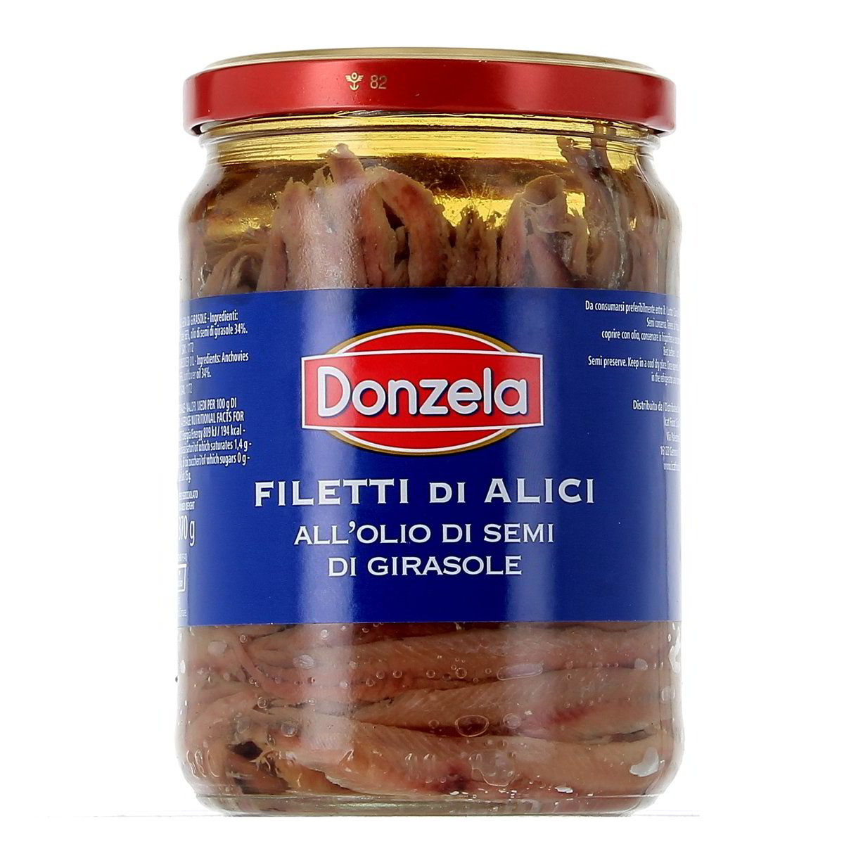 Donzela Filetti Di Alici All'olio Di Semi Di Girasole 560 g - sgocciolato 370 g
