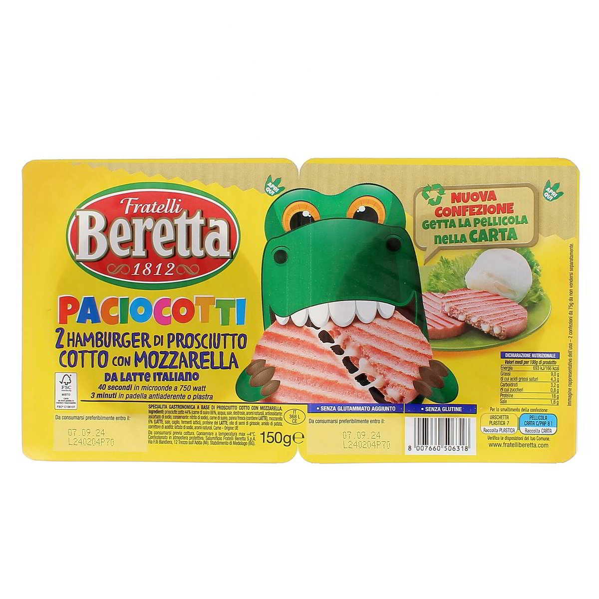 Beretta Paciocotti Con Mozzarella 150 g