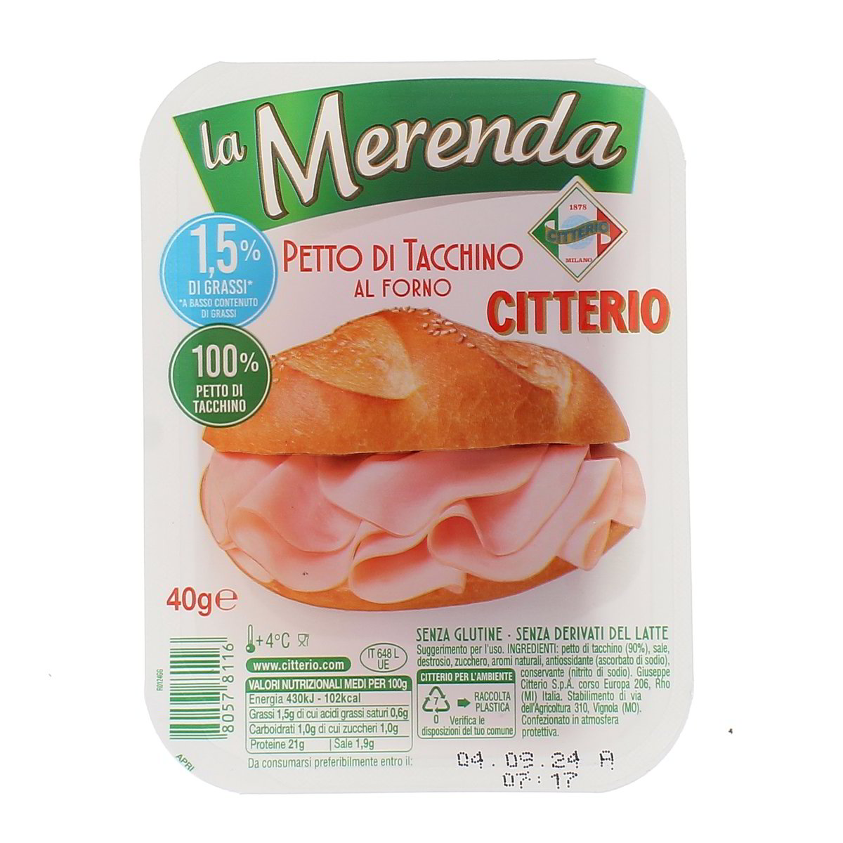 Citterio La Merenda Petto Di Tacchino Al Forno 40 g