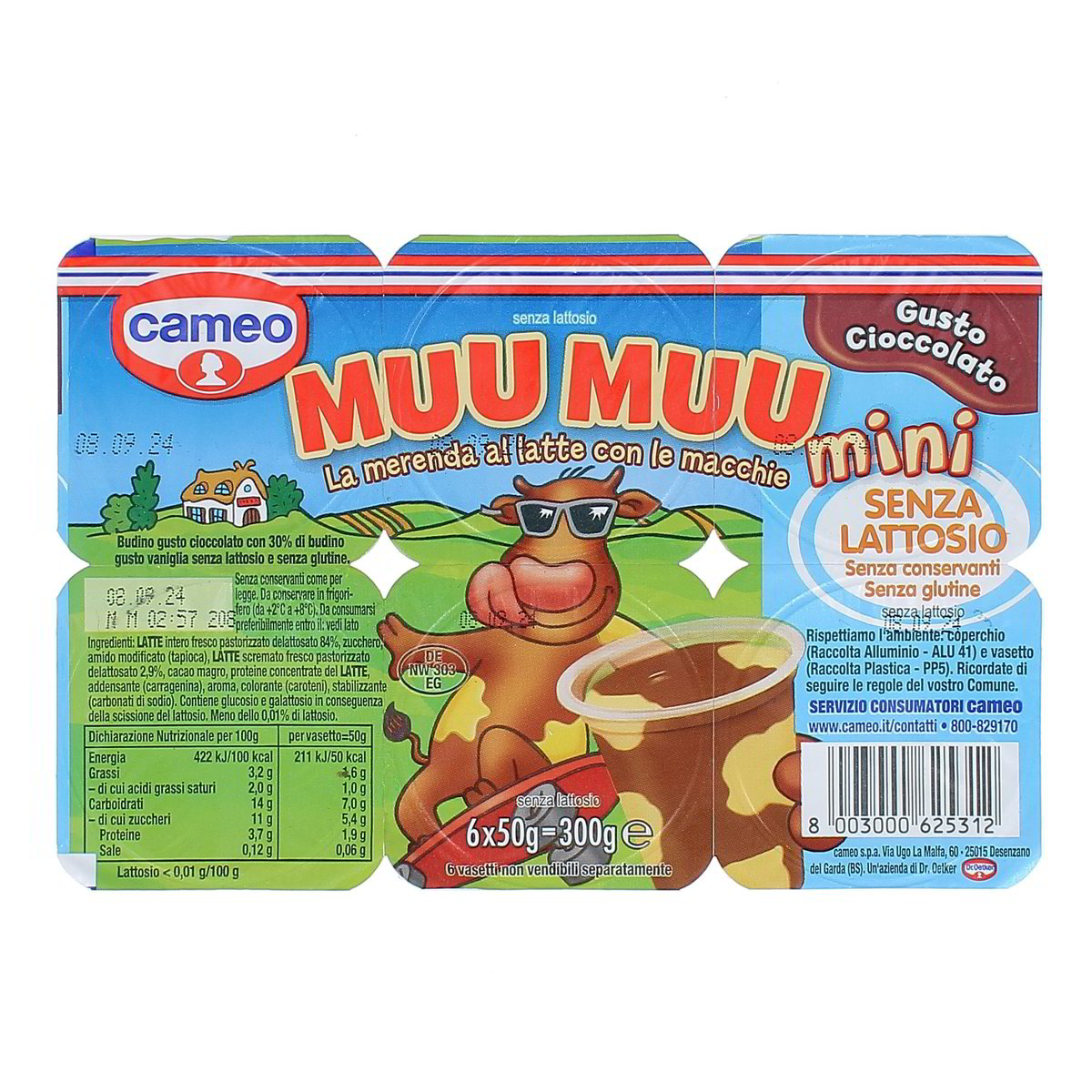 Cameo Muu Muu Cioccolato Con Vaniglia Senza Lattosio 6x50 g