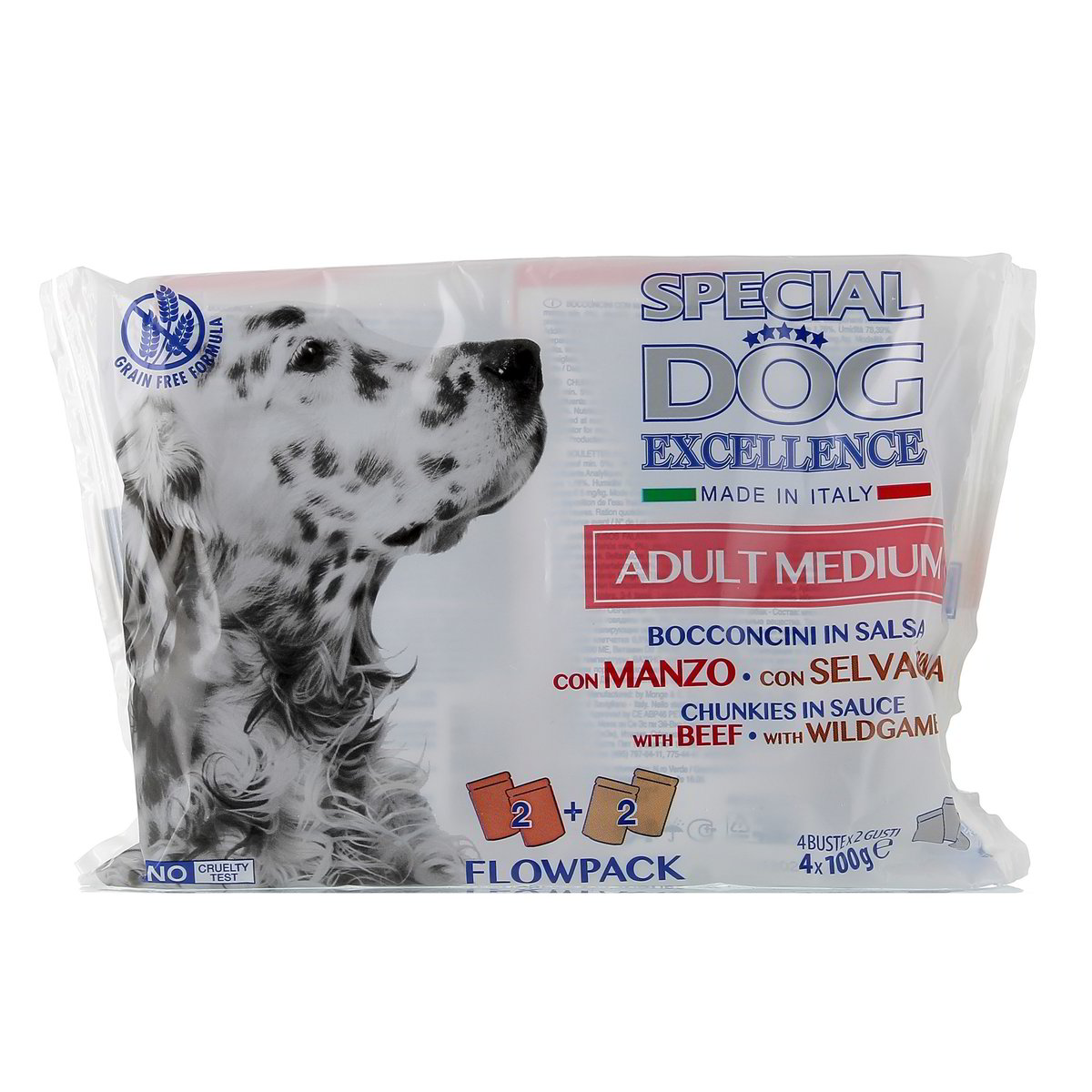 Special DOG Excellence Bocconcini In Salsa Per Cani Di Taglia Media Con Manzo E Selvaggina 4x100 g