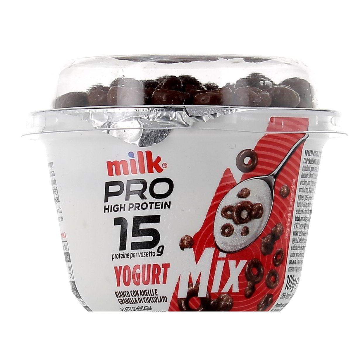 Milk Yogurt Mix Pro High Protein Bianco Con Anelli E Granella Di Cioccolato 180 g