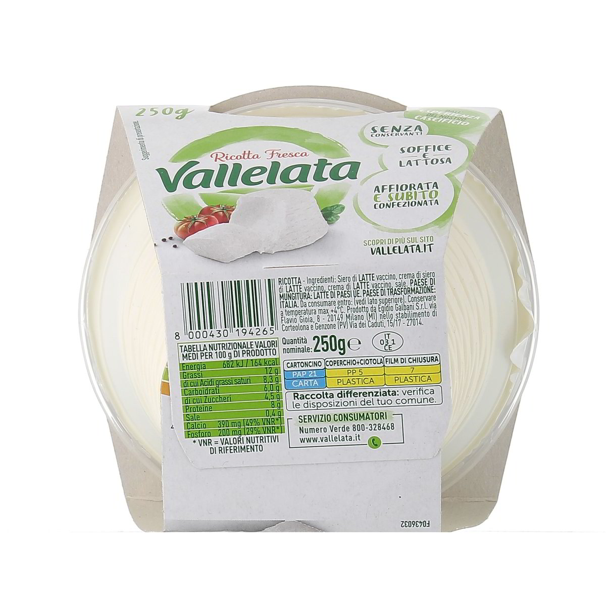 Vallelata Ricotta 250 g — immagine 3