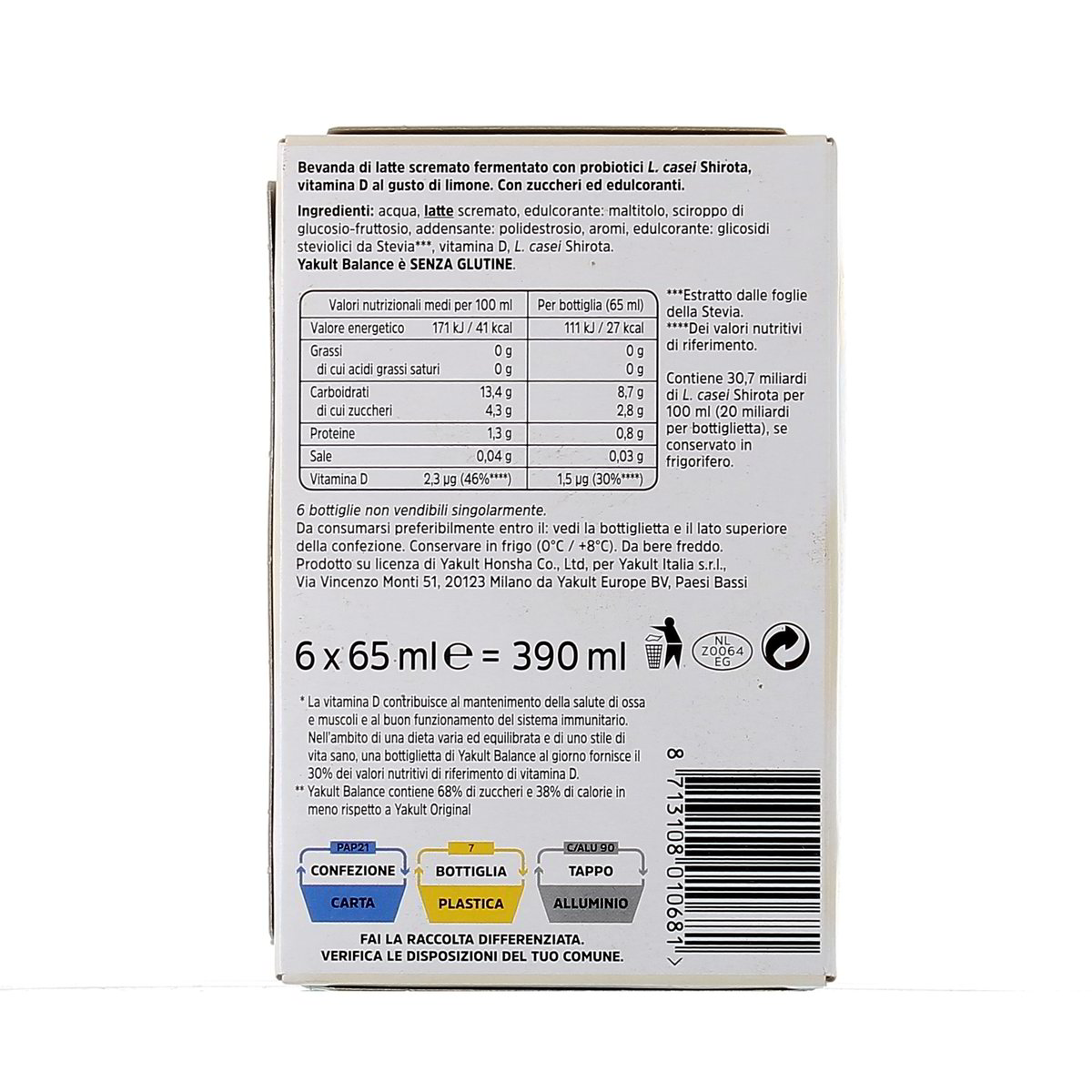 Yakult Bevanda Light Probiotica 6x65 ml — immagine 3