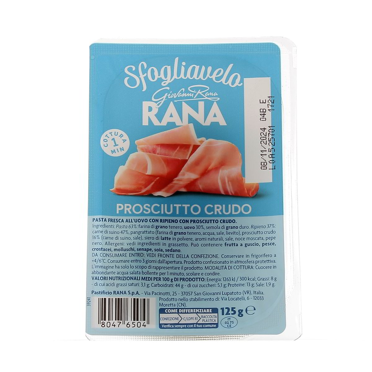 Rana Sfogliavelo Prosciutto Crudo 125 g