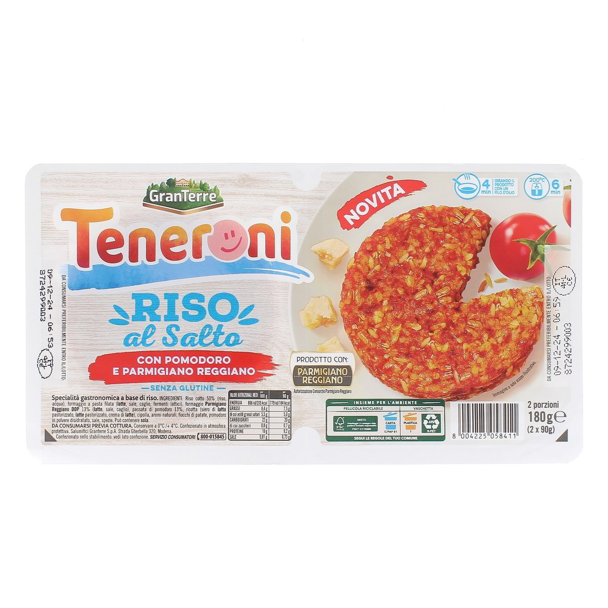 Granterre Teneroni Riso Al Salto Con Pomodoro E Parmigiano Reggiano 180 g