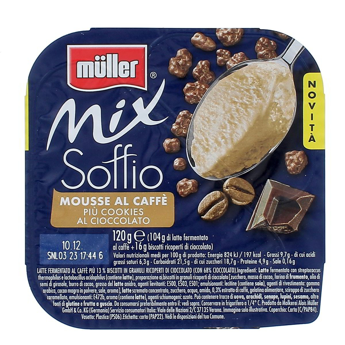 Müller Mix Soffio Mousse Al Caffè Piú Cookies Al Cioccolato 120 g