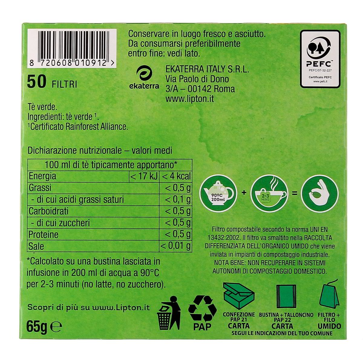Lipton Tè Verde Classico 50 Filtri 65 g — immagine 3