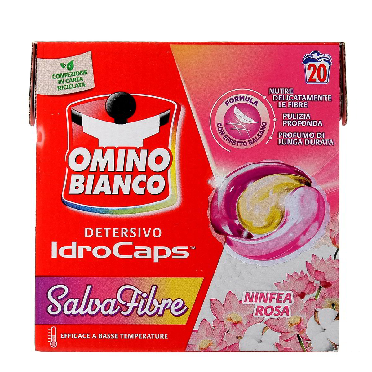 Omino Bianco Detersivo Idrocaps Salva Fibre Ninfea Rosa 20 pezzi