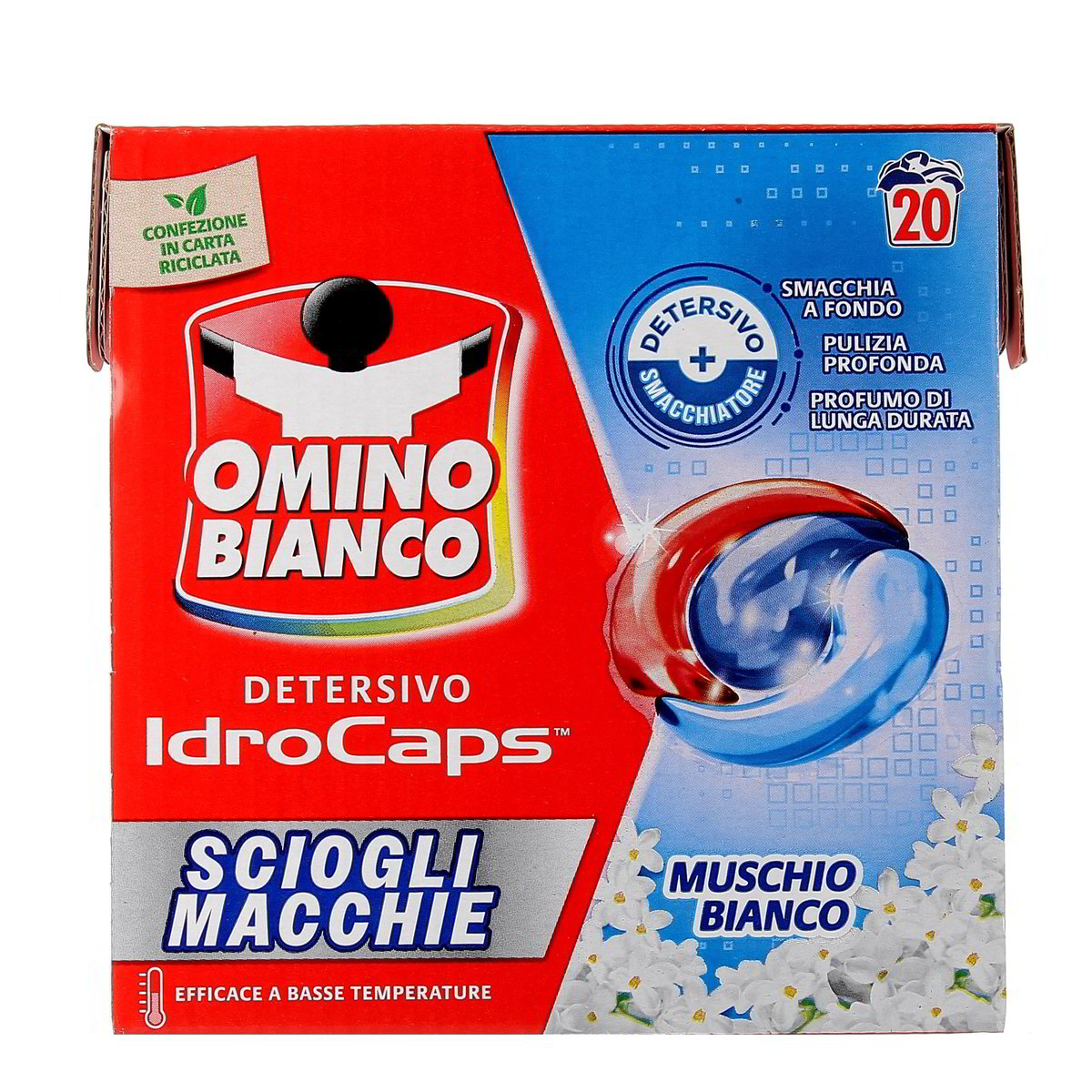 Omino Bianco Detersivo Idrocaps Sciogli Macchie Muschio Bianco 20 pezzi