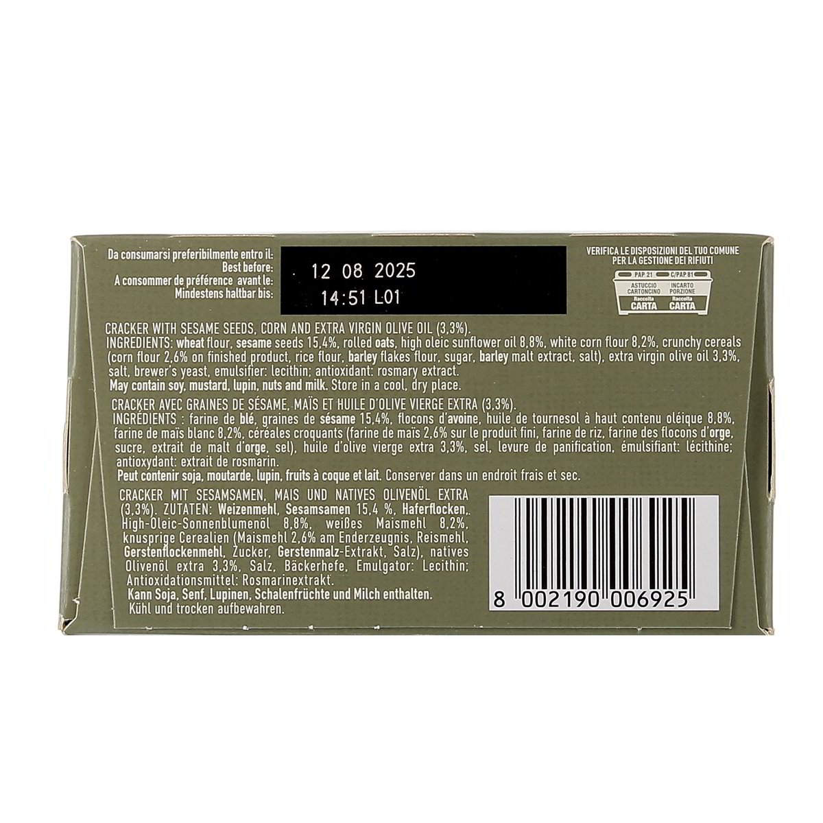 Galbusera Belle Buone Cracker Sesamo E Mais Con Olio Extravergine Di Oliva 200 g — immagine 3