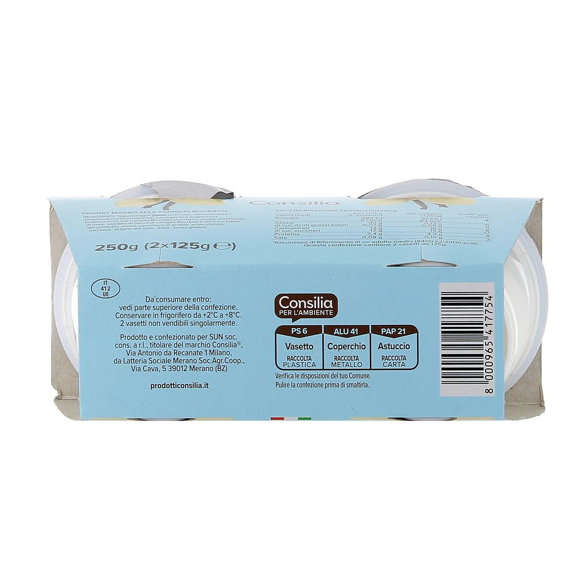 Consilia Yogurt Magro Alla Vaniglia 0,1% Di Grassi 2x125 g — immagine 3