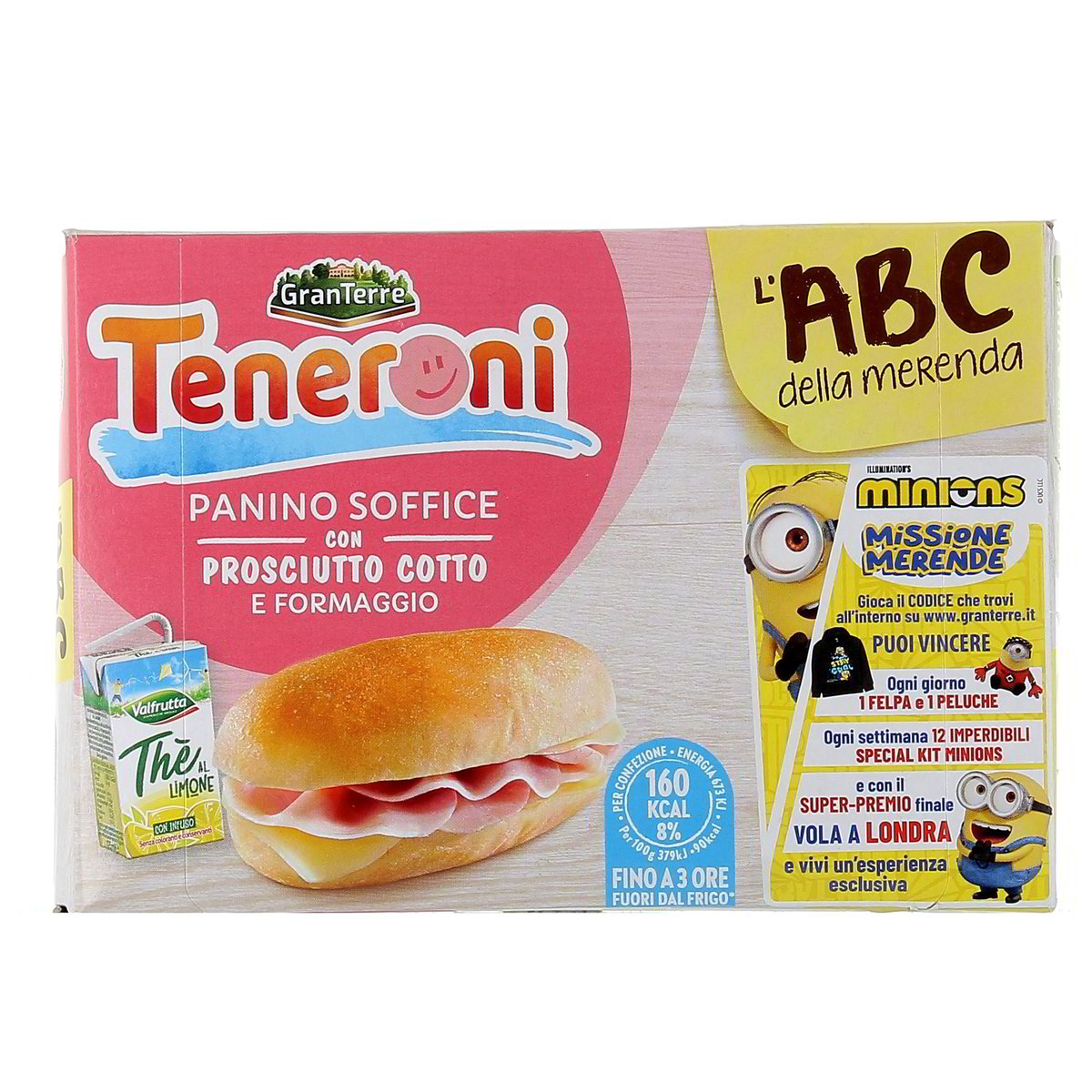 Granterre Teneroni La Merenda Panino Con Prosciutto Cotto E Formaggio Tè Al Limone 180 g