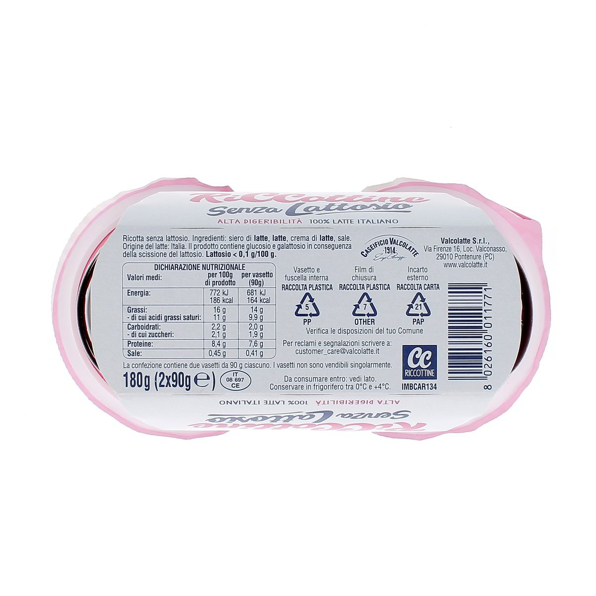 Caseificio Valcolatte Rocottine Sanza Lattosio 2x90 g — immagine 3