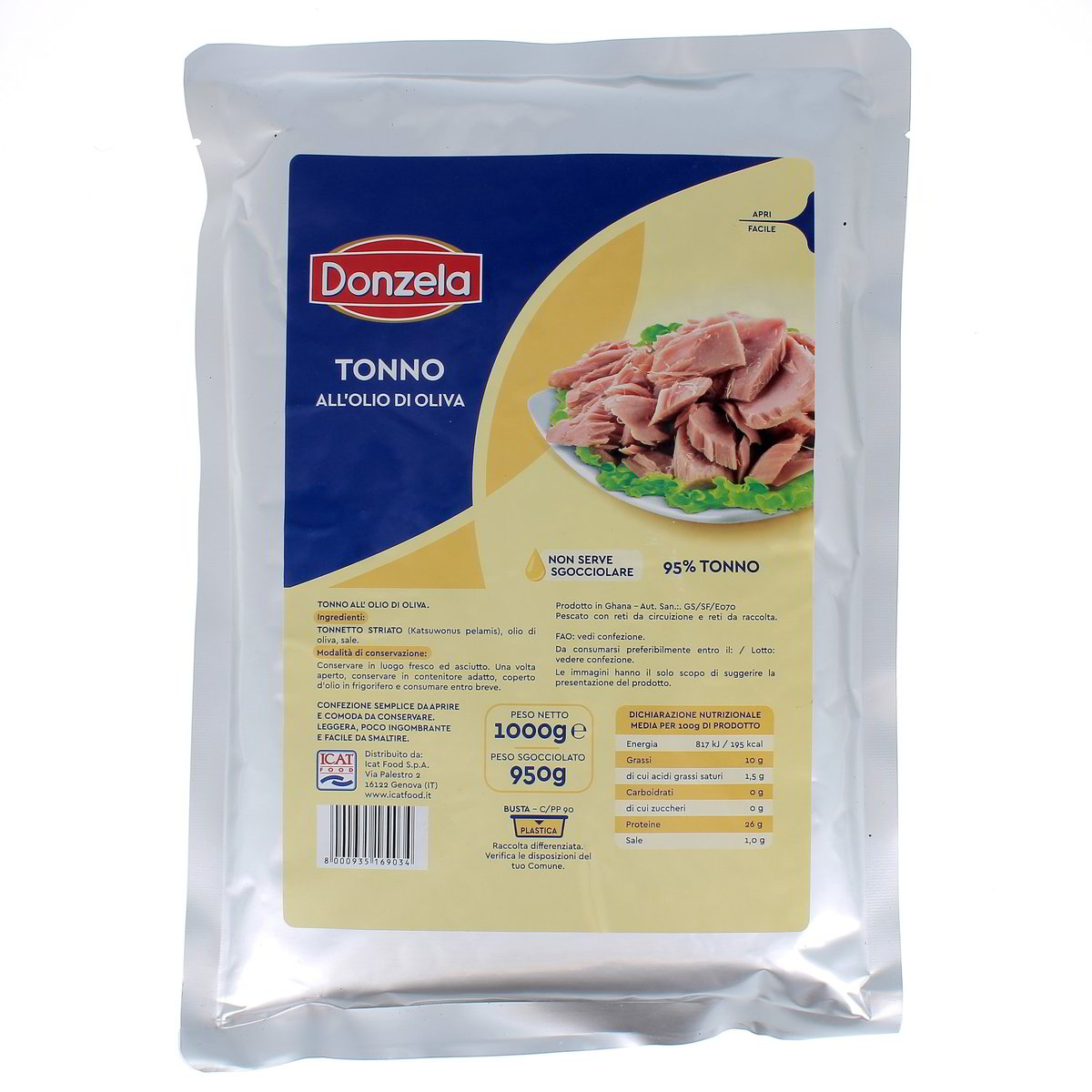 Donzela Tonno All'olio Di Oliva 1000 g - sgocciolato 950 g