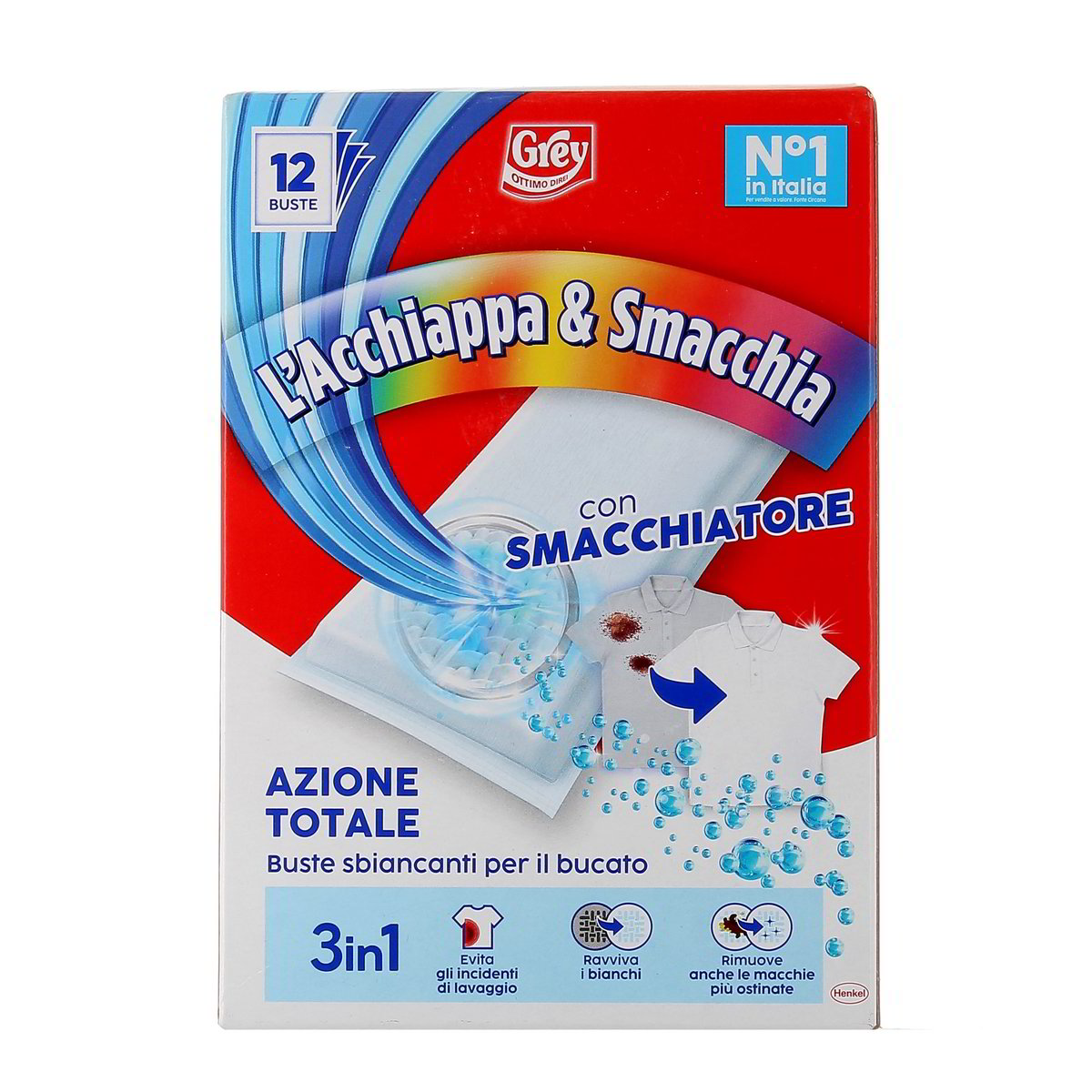 Grey L'ACCHIAPPA & SMACCHIA CON CMACCHIATORE AZIONE TOTALE 3 in 1 12 pezzi