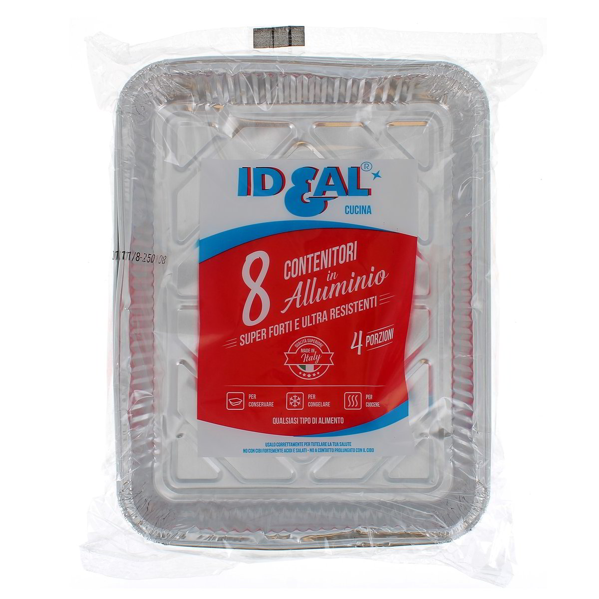 Ideal Contenitori In Alluminio 4 Porzioni 8 pezzi