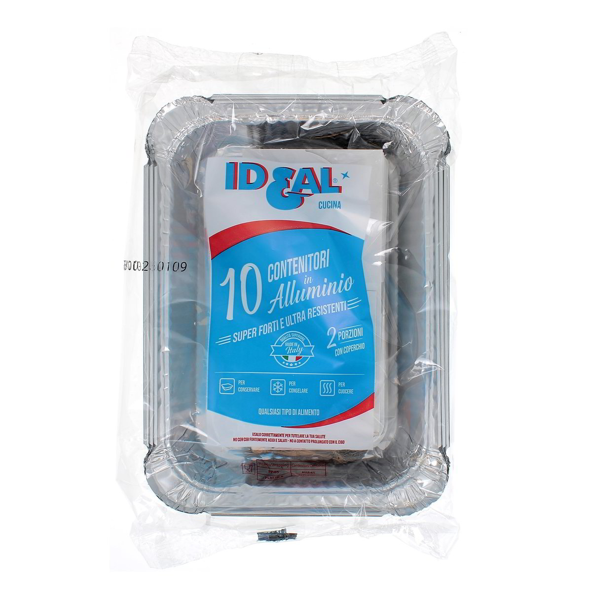 Ideal Contenitori In Alluminio Con Coperchio 2 Porzioni 10 pezzi