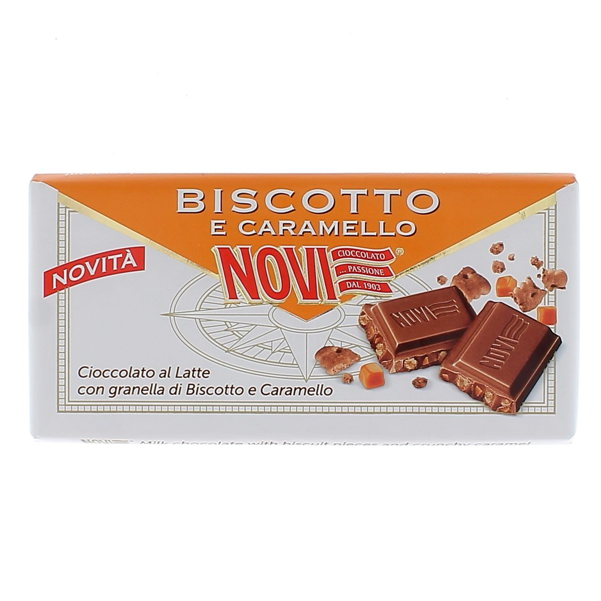 Novi Cioccolato Al Latte Con Granella Di Biscotto E Caramello 100 g