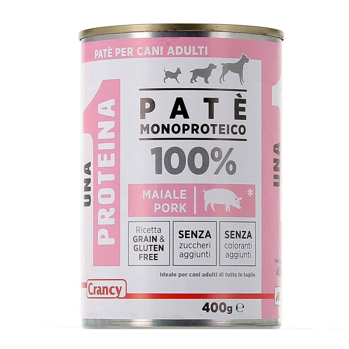 Crancy Patè Monoproteico 100% Maiale Per Cani Adulti 400 g